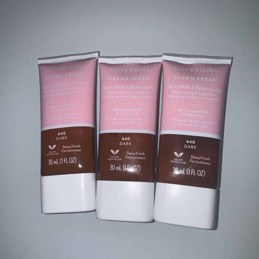 CoverGirl Clean Fresh Skin Milk Foundation 640 Dark Dewy Finish Lot of 3 New